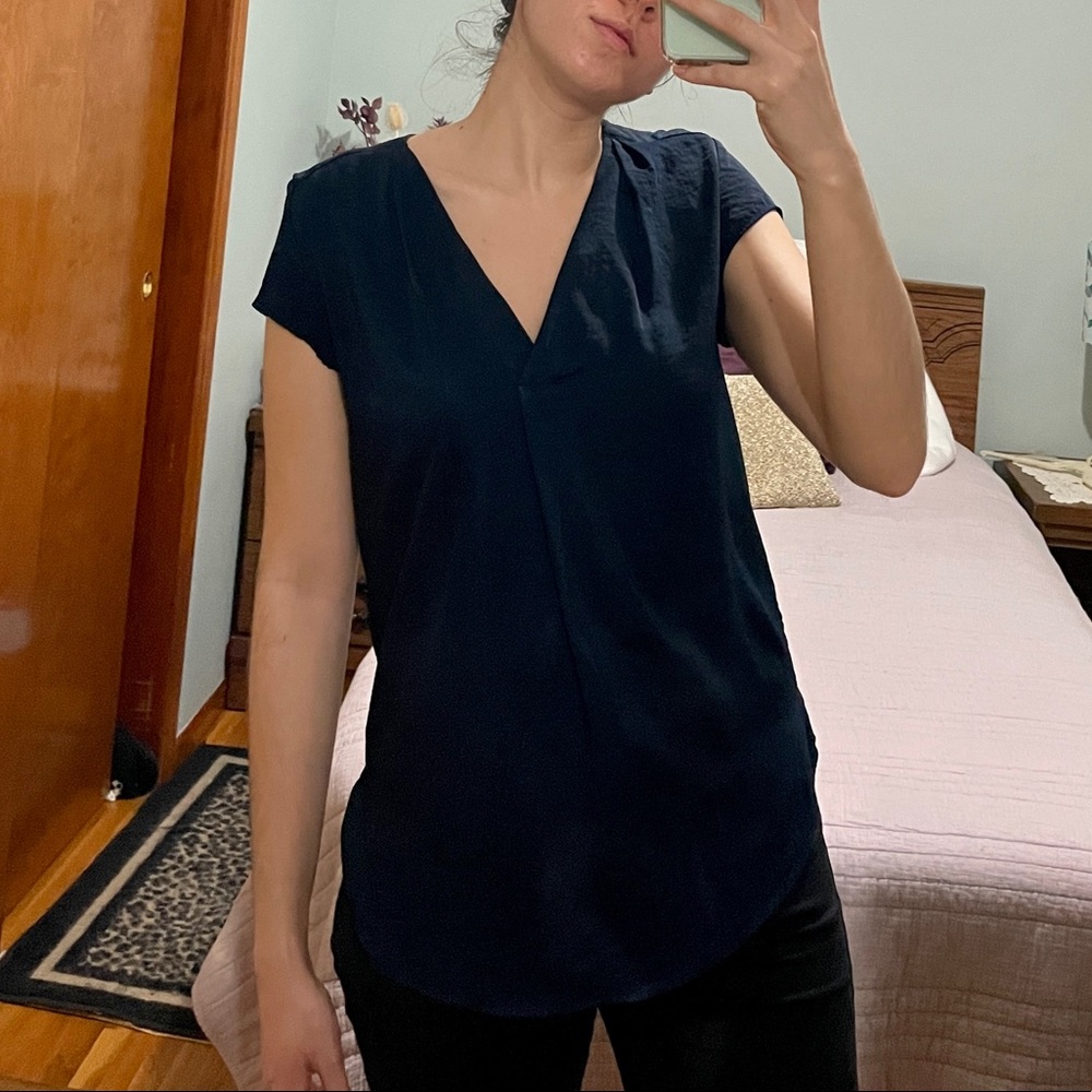 H&M Satin v-neck blouse NAVY BLUE